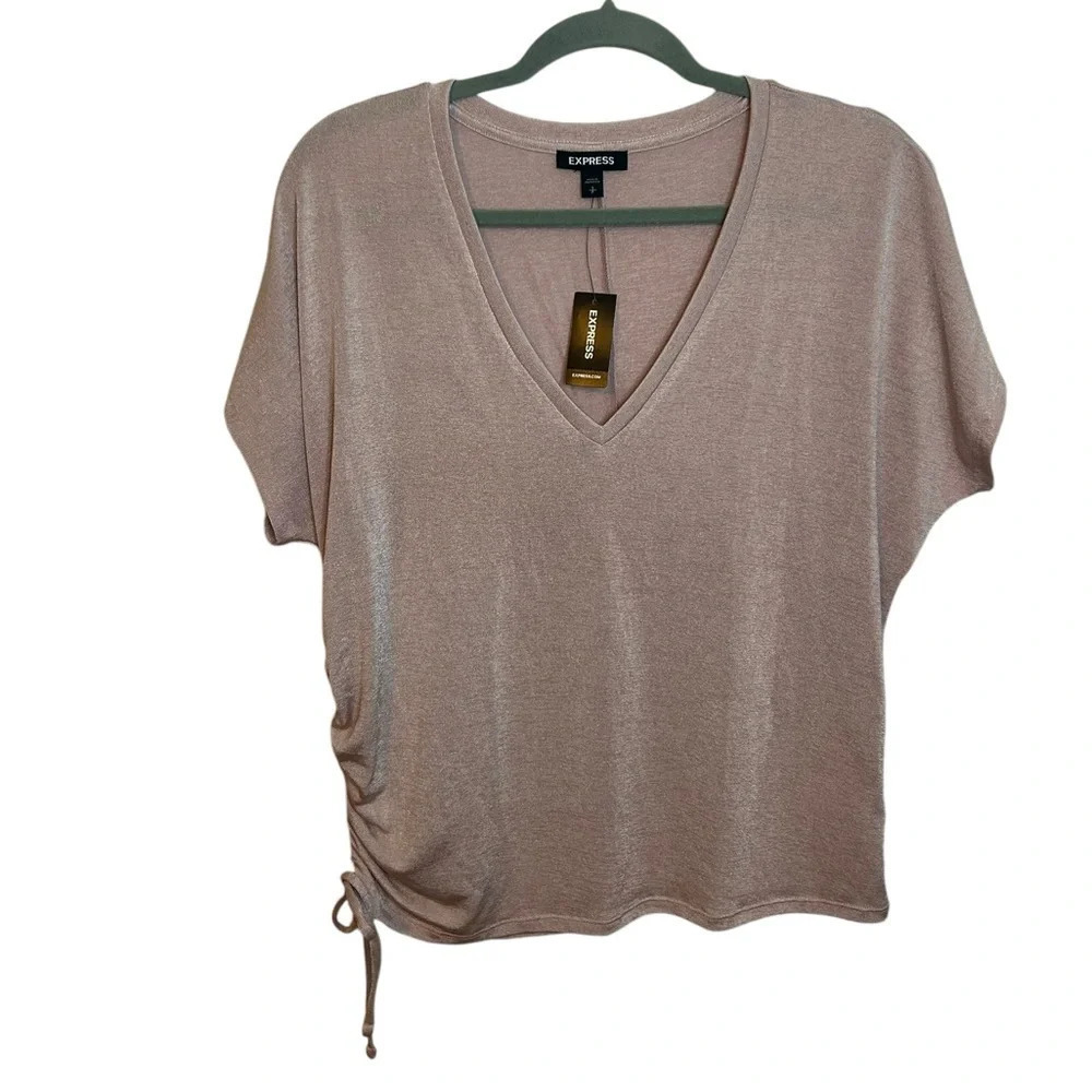 NWT Express Metallic Baby Pink Cinched Tee